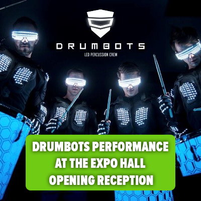 Drumbots performance at the expo hall opening reception