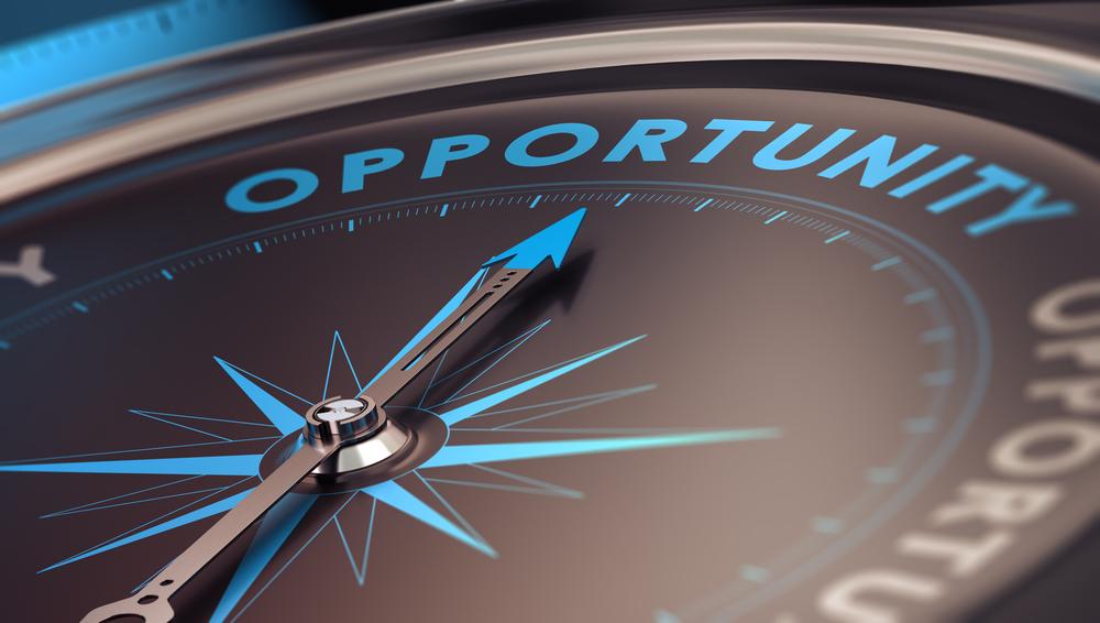 Compass pointing toward opportunity